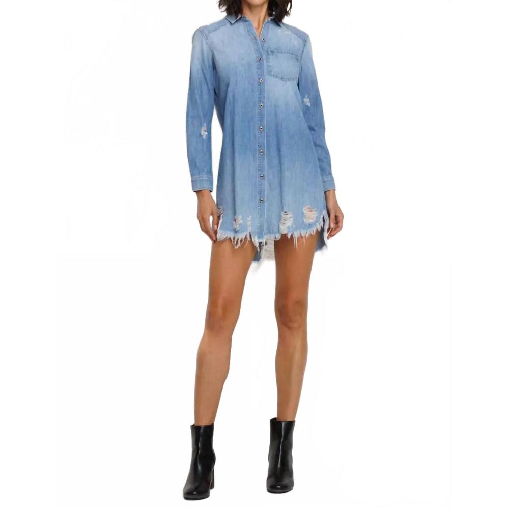 NEW SNEAK PEEK women's denim shirt dress in blue